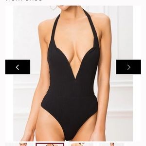 Nwt superdown black ribbed plunge bodysuit